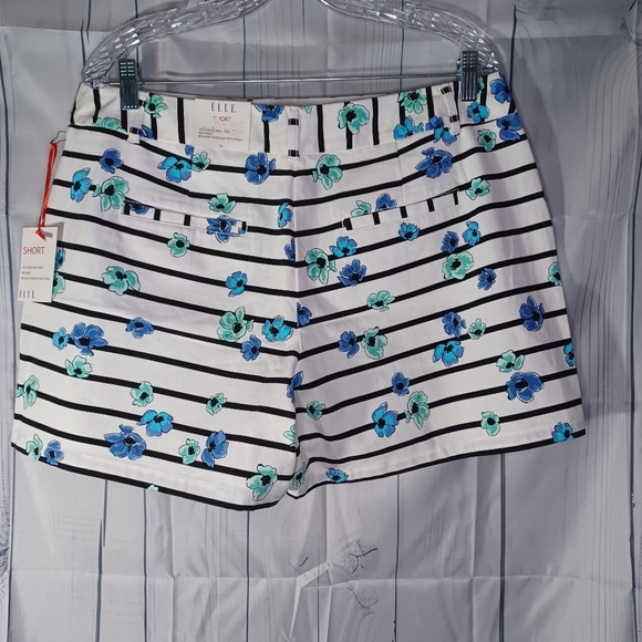 Elle Chino stretch striped floral print shorts NWT - Picture 4 of 7